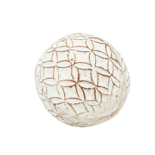 4" Distressed White Ceramic Country Orb Vase Filler Set